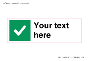 Custom plain background, green square with tick sign